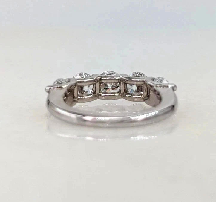 Natural 2.50 Cts Round Cut Diamond Real 14k White Gold Half Eternity Band Ring