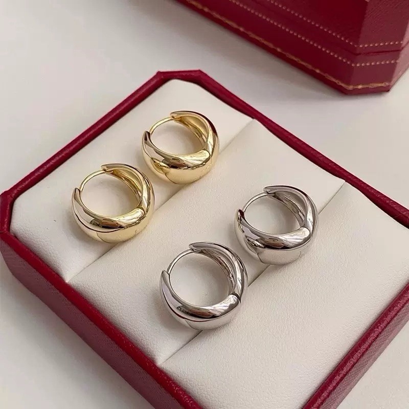 925 Silver Chunky Teardrop Huggie Hoop Earrings Small Thick Hoop Earrings B05
