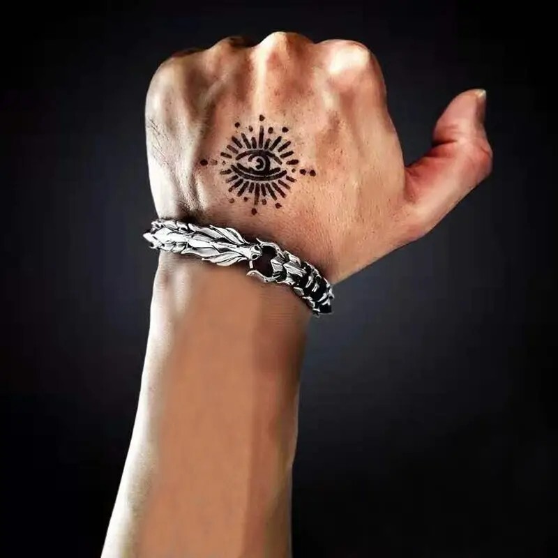 Ouroboros Dragon Head Bracelet Men Punk Stainless Steel Wristband Vikings Bangle