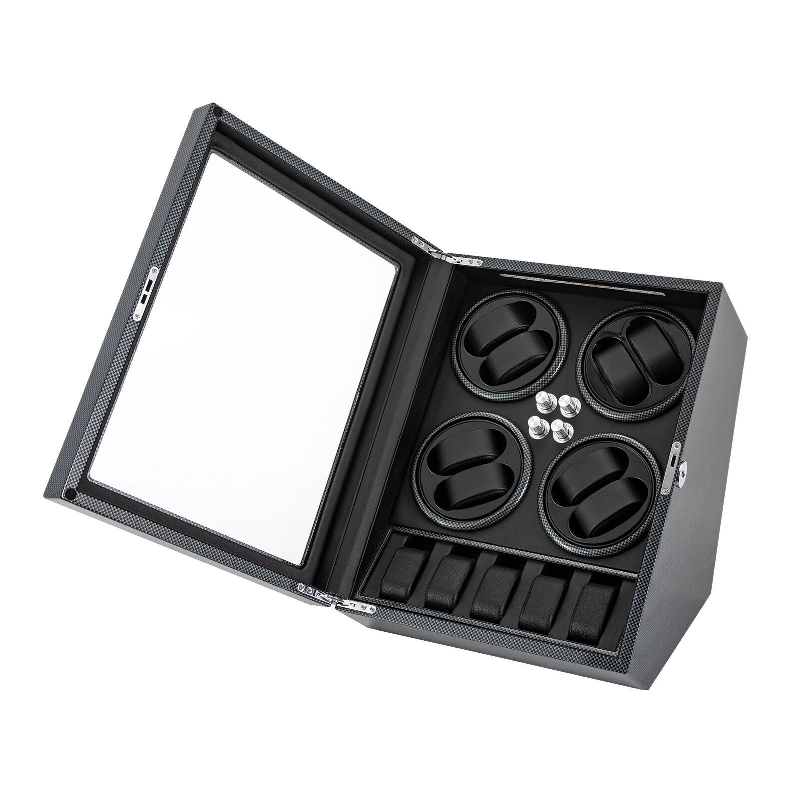 Watches Display Storage Case Automatic Rotation Watch Winder Box+LED Light NEW