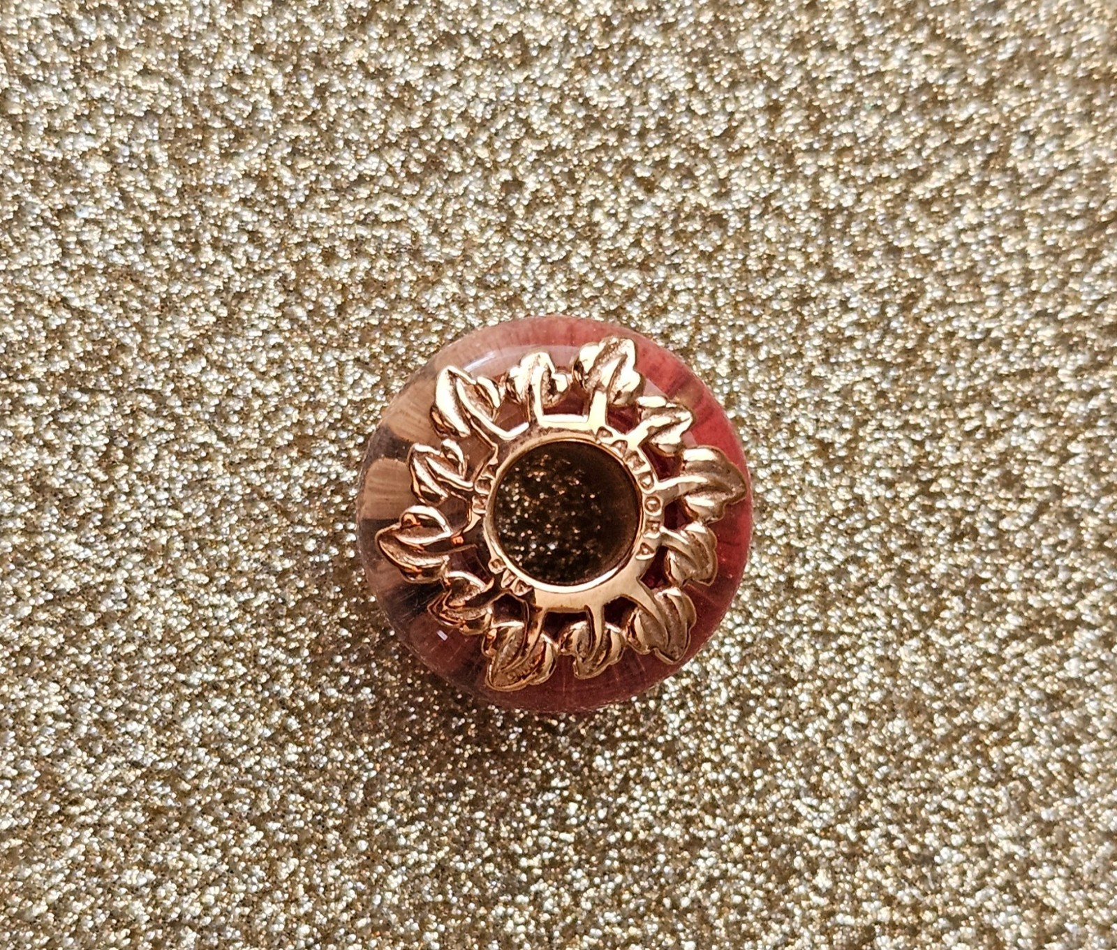 Authentic Pandora Pink Leaf Gold Charm