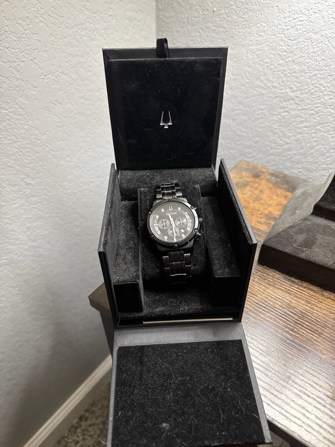 Bulova Men’s Diamond Chronograph Black Ion-Plated Watch 98D105 40mm