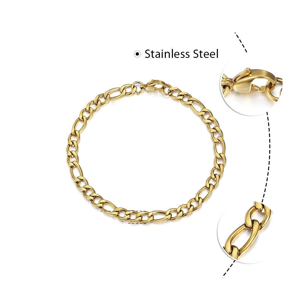 Stainless Steel Figaro Chain Lobster Bracelet 7″-10″ Men Women 3-12mm N71