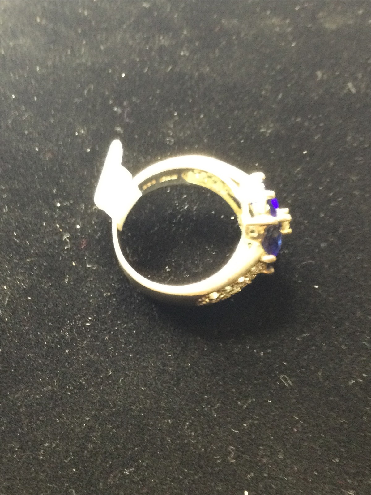 Sterling Silver Blue Stone Four Leaf Clover Setting Ring Size 7.5in