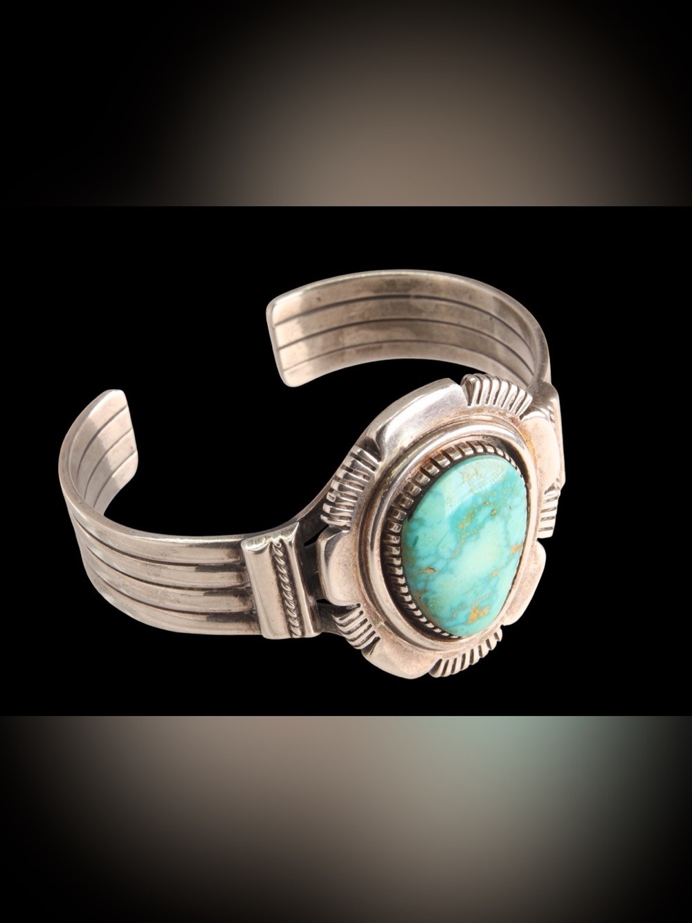 Delbert Vandever Signed Navajo Sterling Silver Turquoise Cuff Bracelet Heavy