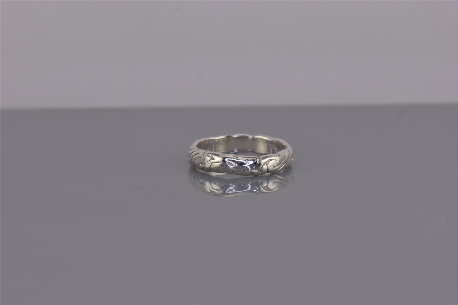 Sterling Silver 3.5mm Carved Scrolled Eternity Solid Band Ring 925 Sz: 5
