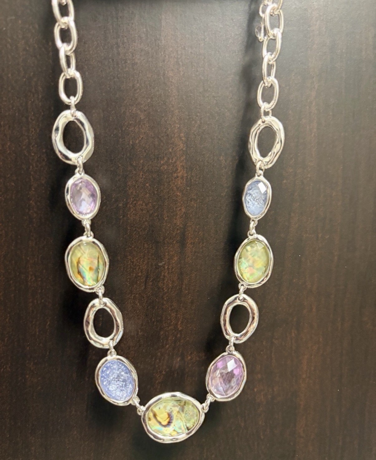 Napier Silver-Tone Simulated Gemstone Collar Necklace, 16 Inch Length