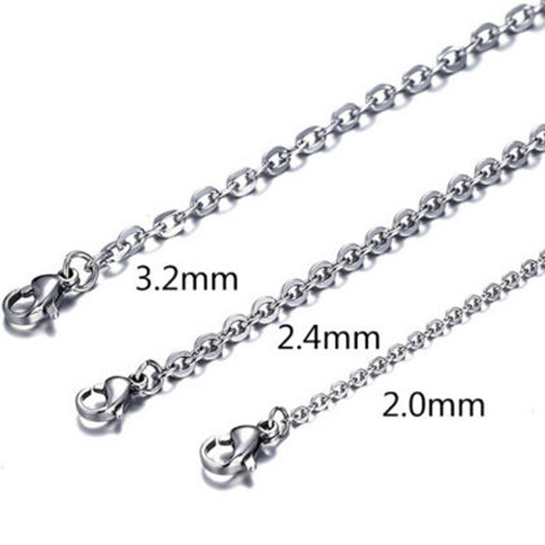 1.5-3.2mm 16″-32″ Wholesale In Bulk Stainless Steel Silver Oval Chain Necklace