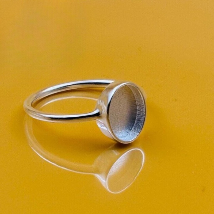 925 Sterling Silver 10x12mm Oval Bezel Cup Ring Blank Semi Mount DIY Jewelry