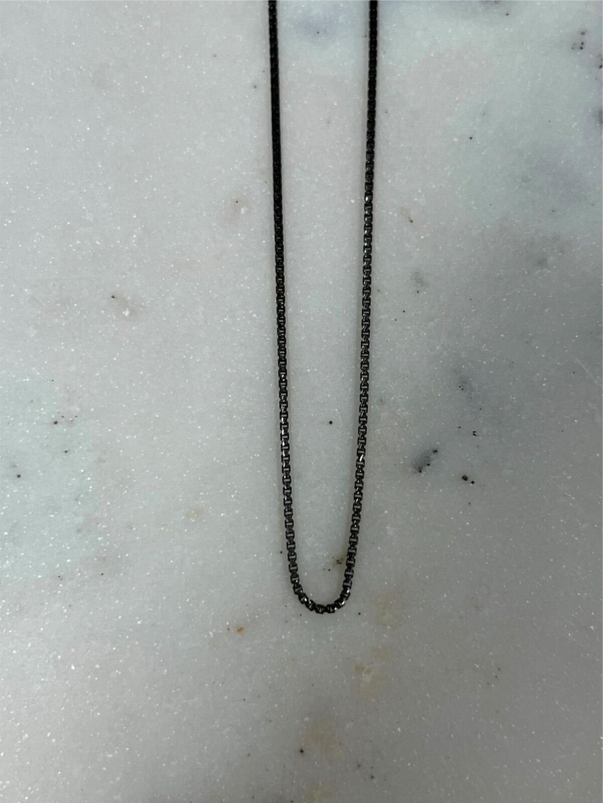 925 Sterling Silver Black Rhodium Round Box Riga Chain 1.50mm Necklace, Italy