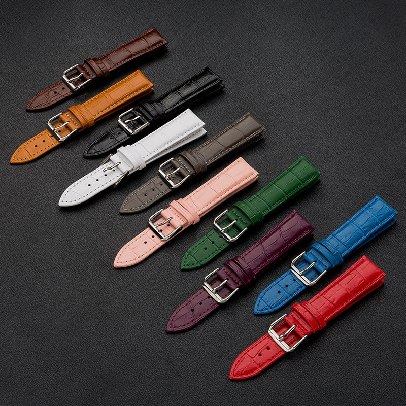 Alligator Grain Leather Watch Band Strap Pin Buckle Watch Accessories 10-24mm