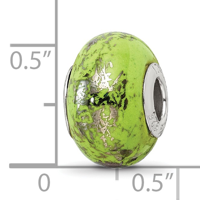 Silver Reflections Green w/Platinum Foil Ceramic Bead QRS2342