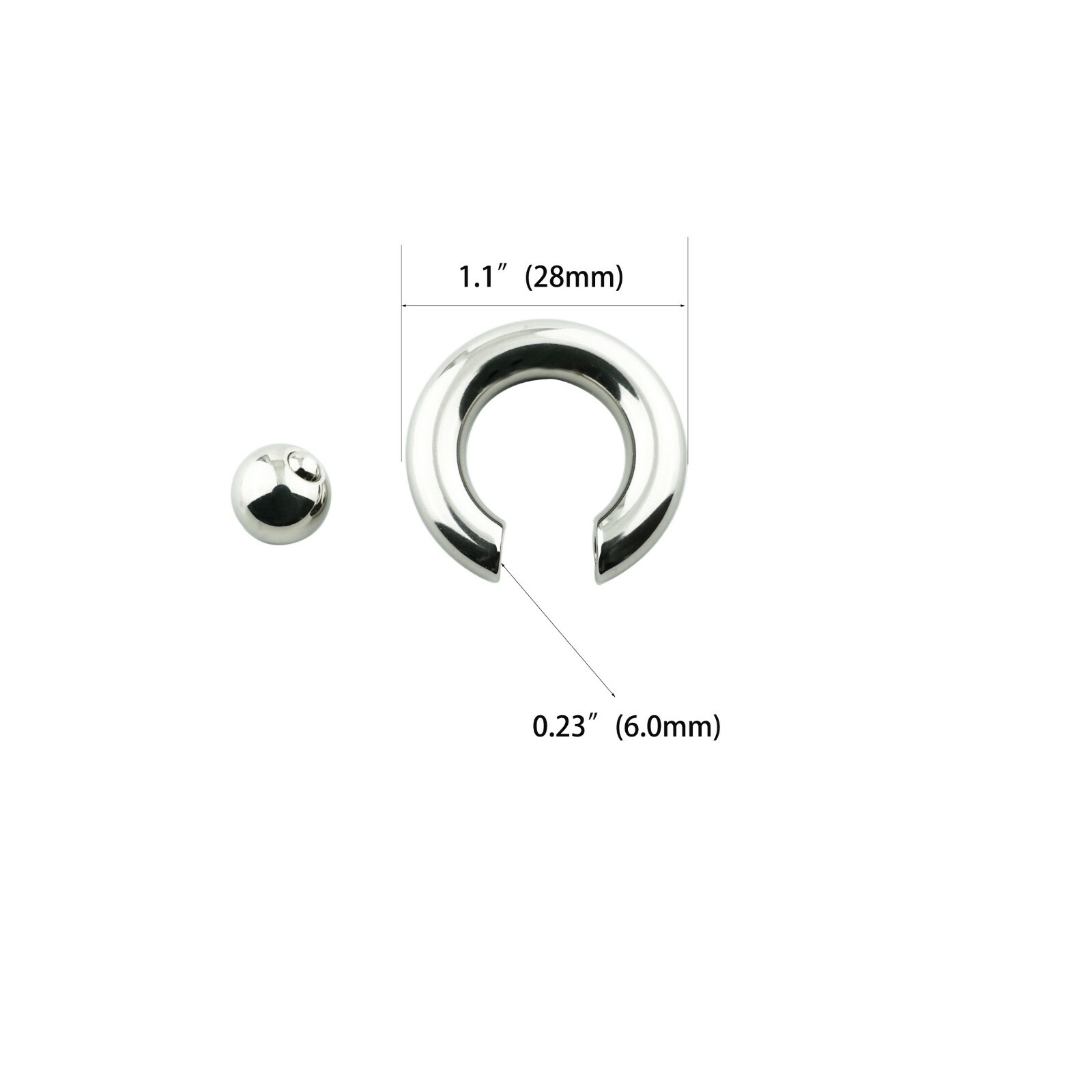 Big Size Stainless Steel Captive Bead Ring CBR Ear Tunnel Plug Gauge Piercing
