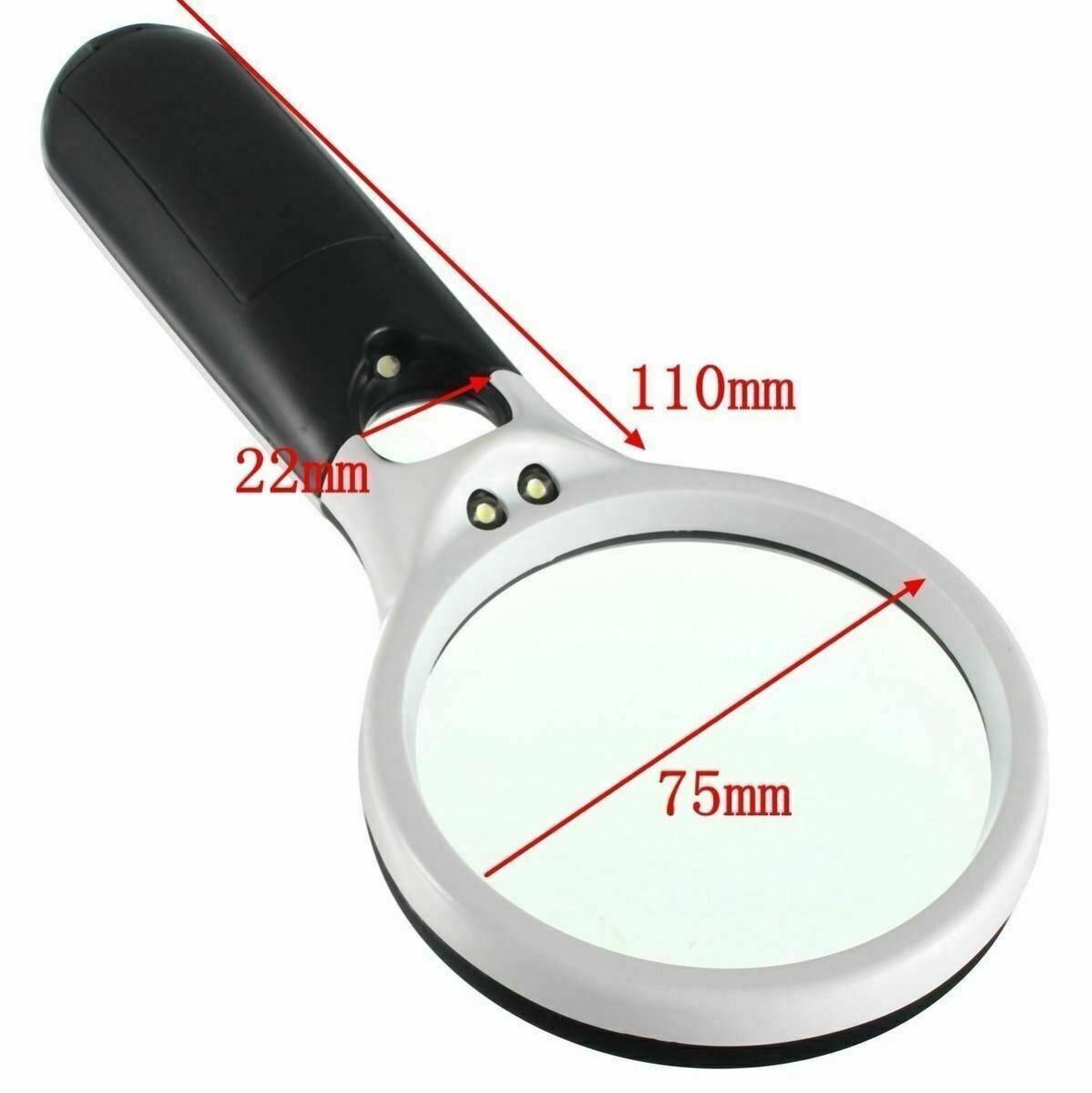 3 LED Light 45X Handheld Magnifier Reading Magnifying Glass Lens Jewelry Loupe
