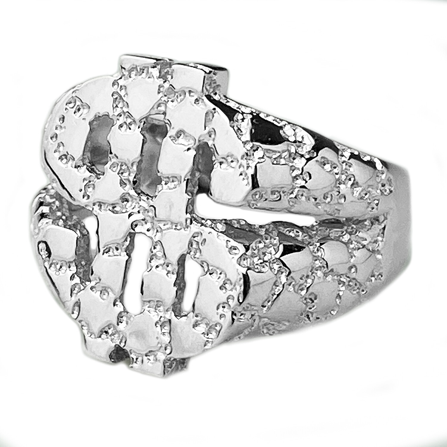 Mens Solid 925 Sterling Silver $ Dollar Sign Symbol Plain Nugget Ring Pinky 7-13