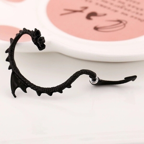 Black Dragon Ear Stud Cuff Wrap Earring – Fashion Gothic Punk Wind – New