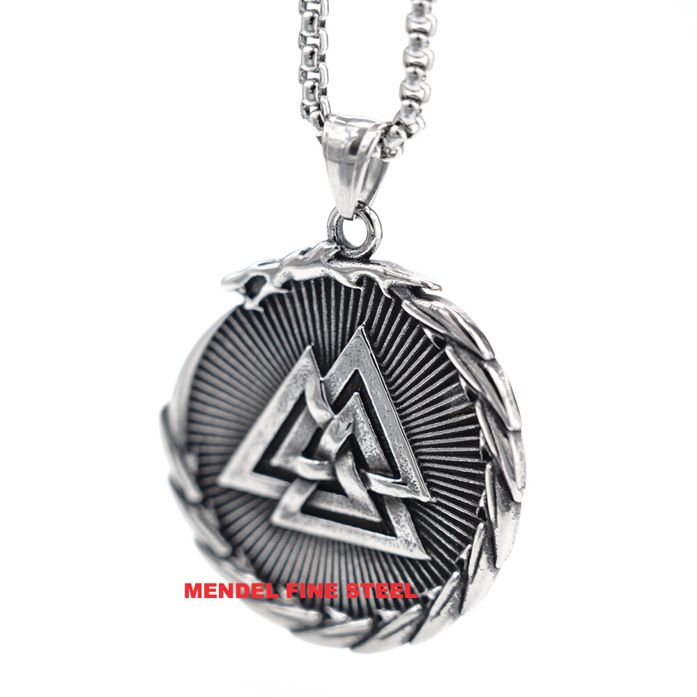 MENDEL Mens Viking Celtic Dragon Ouroboros Valknut Vegvisir Pendant Necklace Men