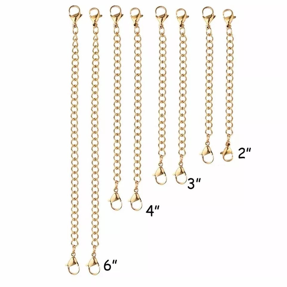 2-Pack Extender /Safety Chain Extender Necklace Bracelet Lobster lock 1″ To 6″