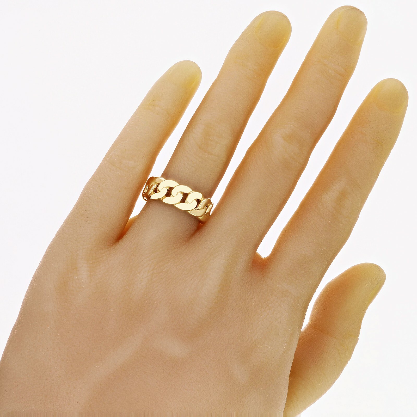 14k Yellow Gold Solid Miami Cuban Ring Curb Link Band 7.5mm Size 10 – 13 grams