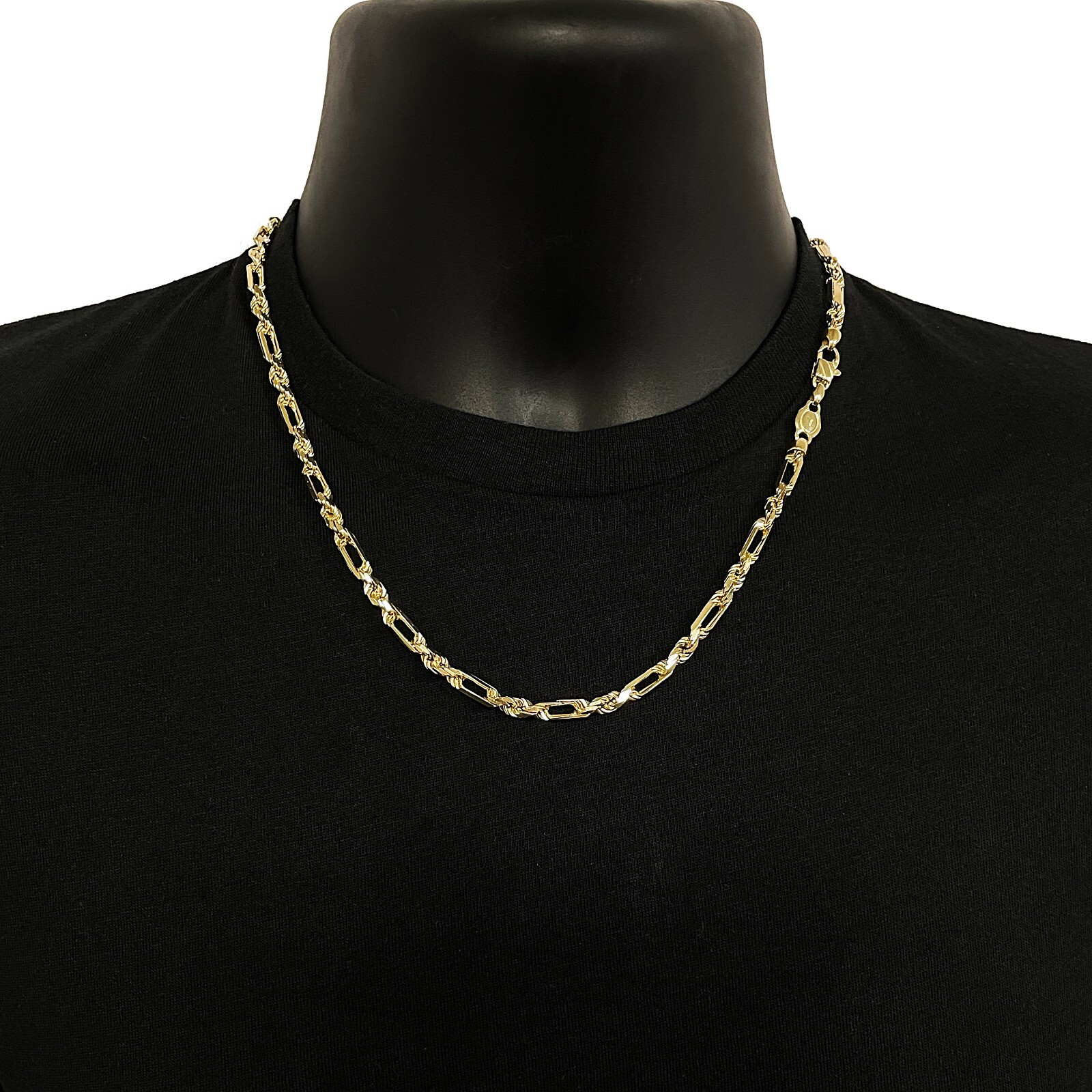 Italian 14k Yellow Gold Solid Milano Figaro Rope Chain Necklace 24″ 5mm 46g