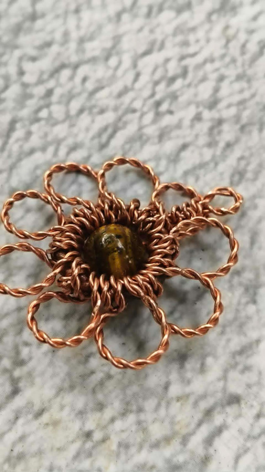 Flower Copper Pendant Wire Wrapped Tiger Eye Energy Health Luck Jewelry #PM1