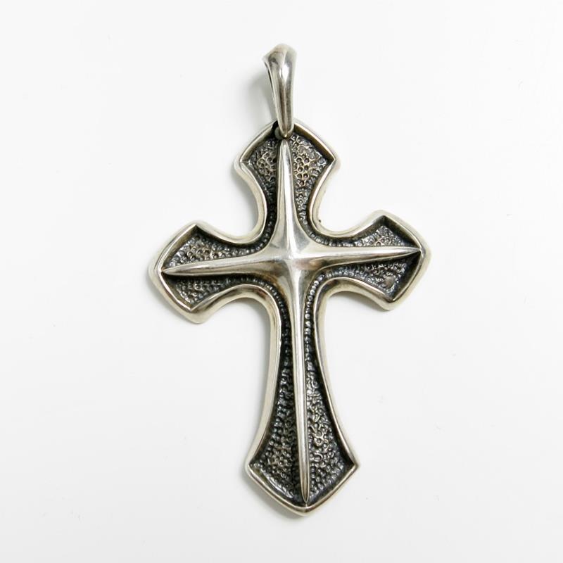 925 Solid Sterling Silver Men’s Biker Unisex Cross Pendant Unique Textured