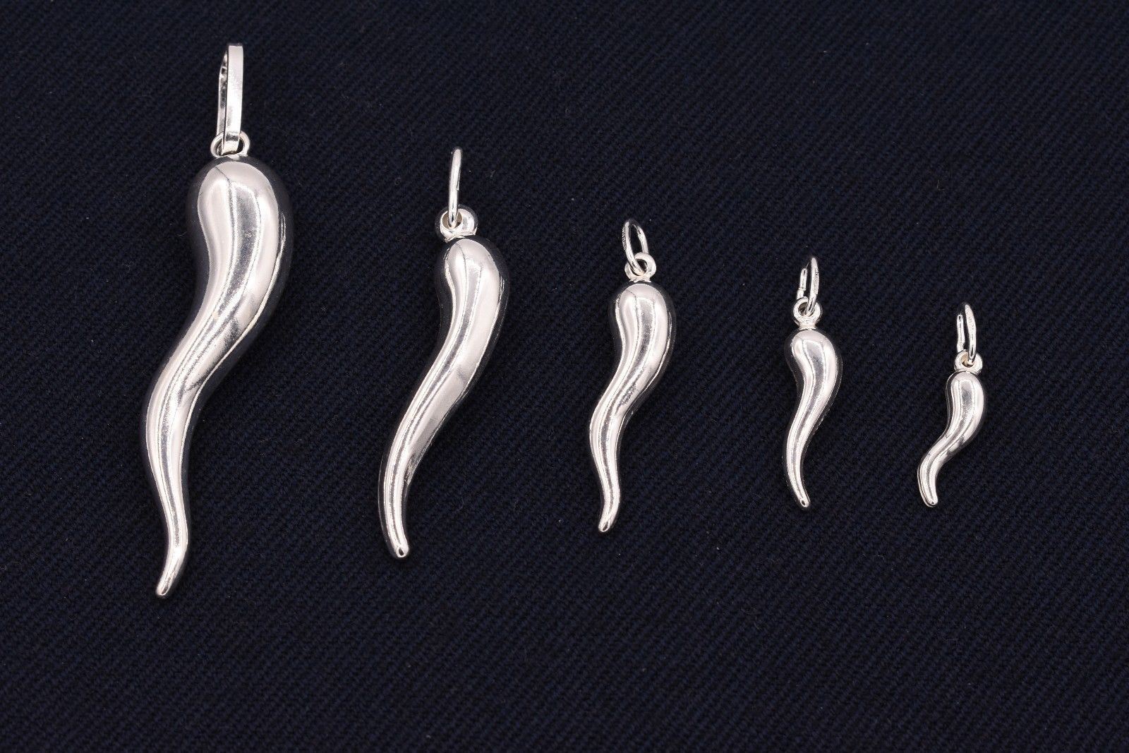 CORNICELLO ITALIAN HORN 925 Sterling Silver Pendant Charm __ All Sizes S M L XL