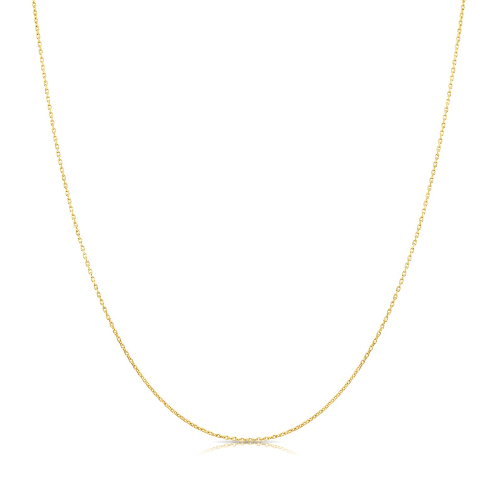 14K Real Solid Gold Diamond-Cut 0.9mm Thin Dainty Cable Chain Necklace 16″-20″