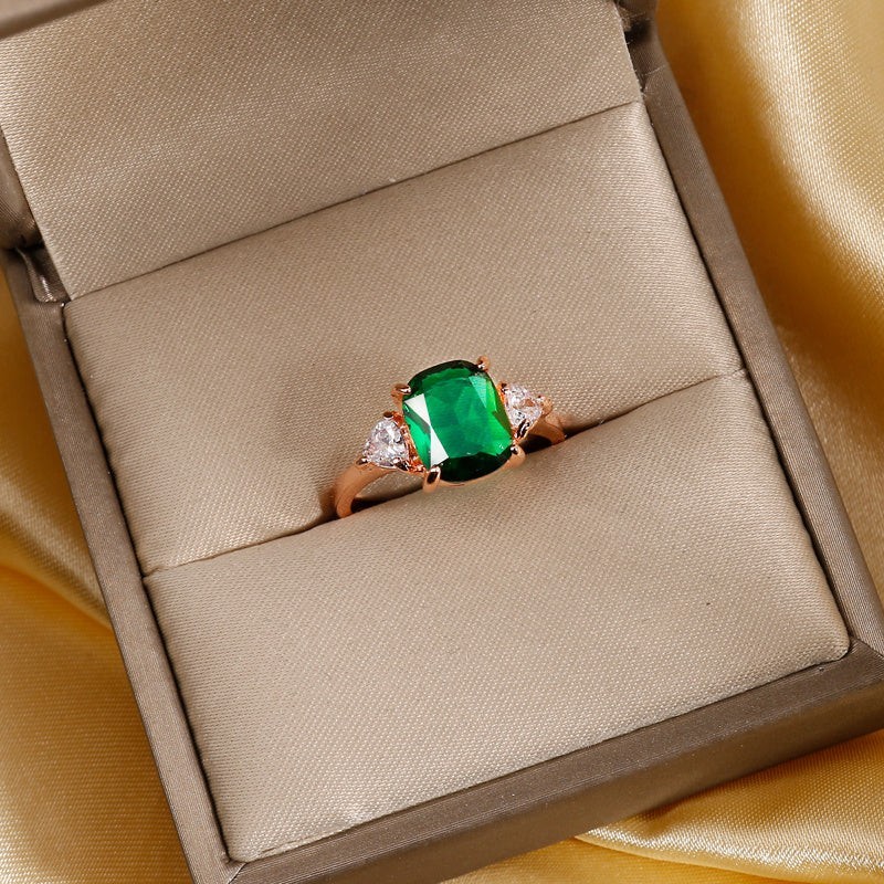 2.5Ct Art Deco Style Emerald Lab Created Diamond Engagement 14K Gold Finish Ring