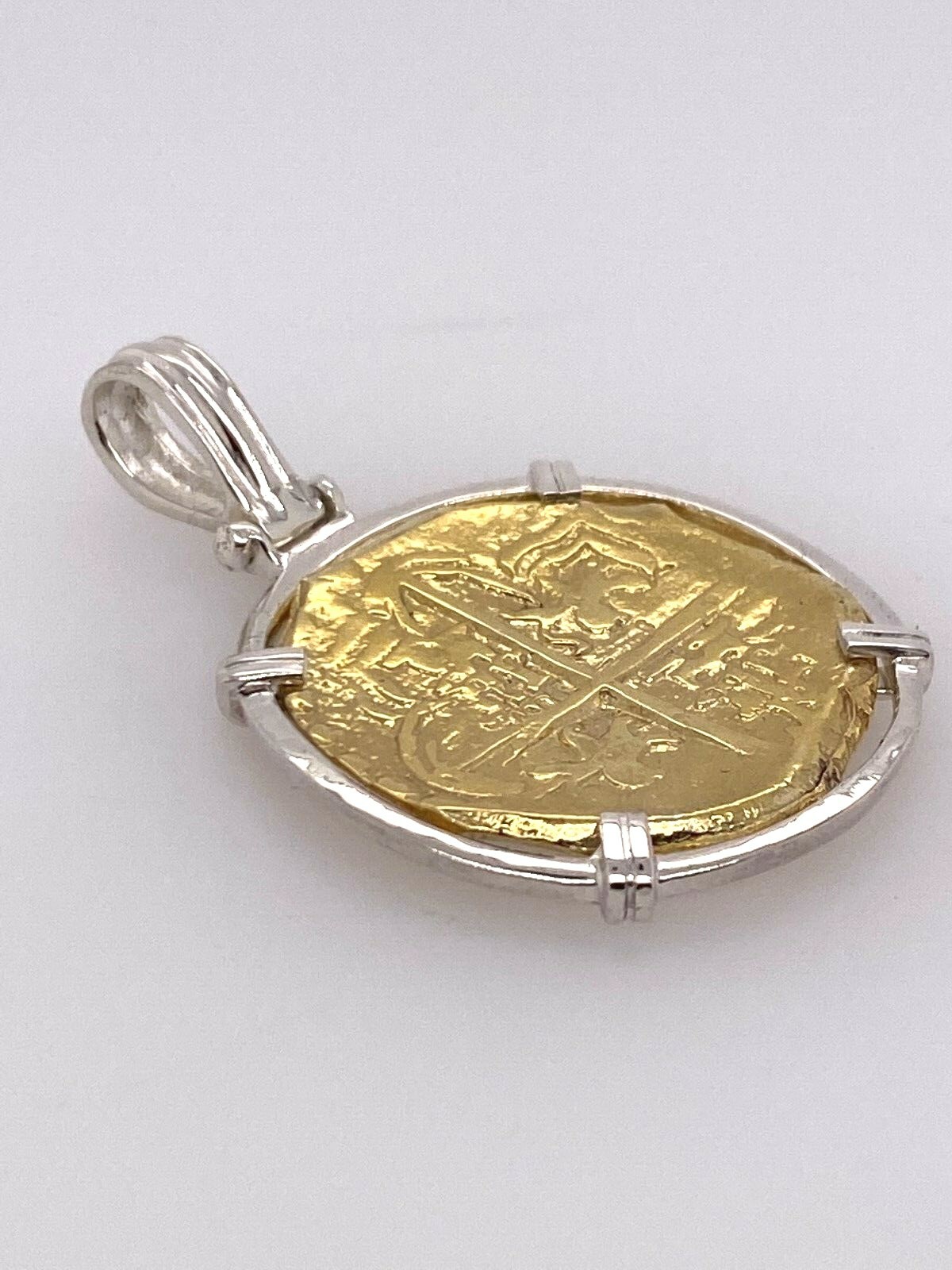 ATOCHA Coin Pendant Sterling Silver Frame Gold Coin Treasure Jewelry