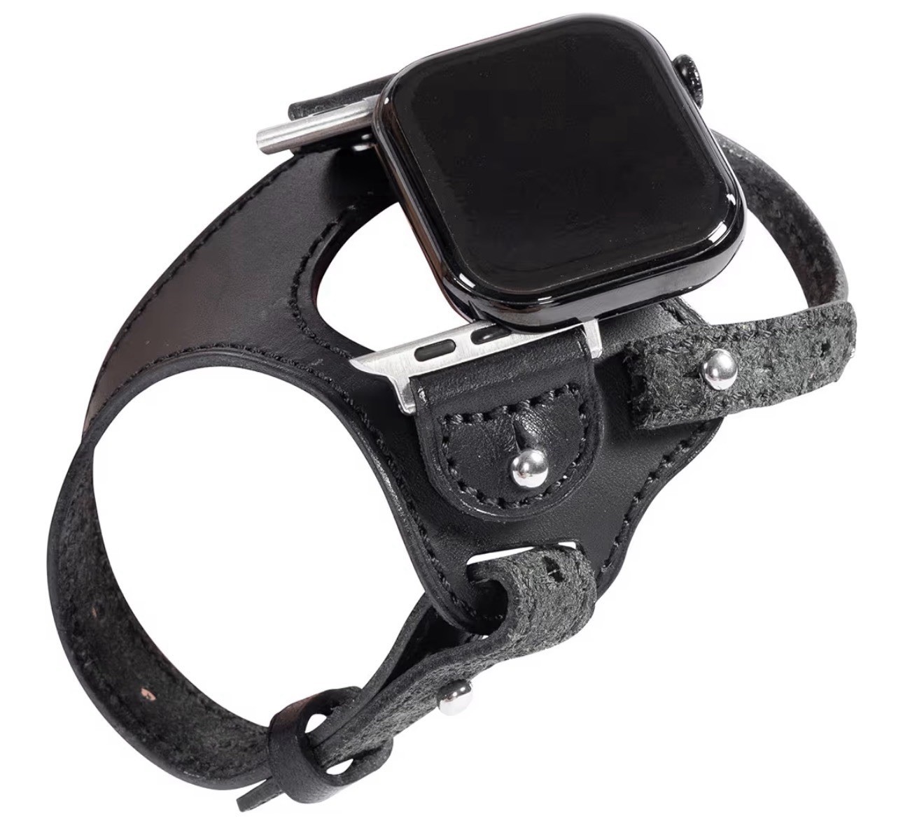 Steampunk Ergonomic Genuine Leather Hand Made Watch Band For Apple Watch