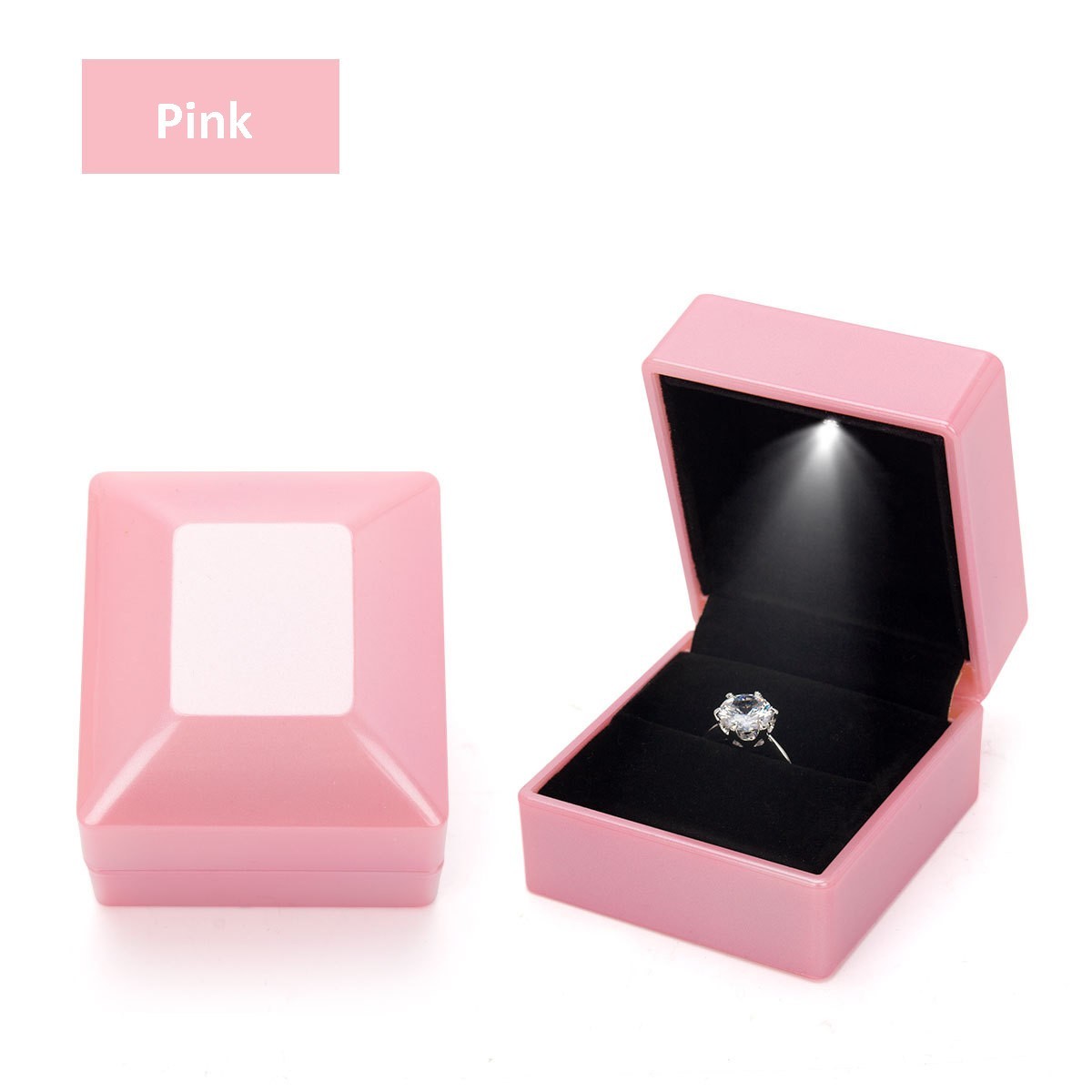 LED Ring Box Luxury Velvet Proposal Engagement Wedding Jewelry Gift Case Light