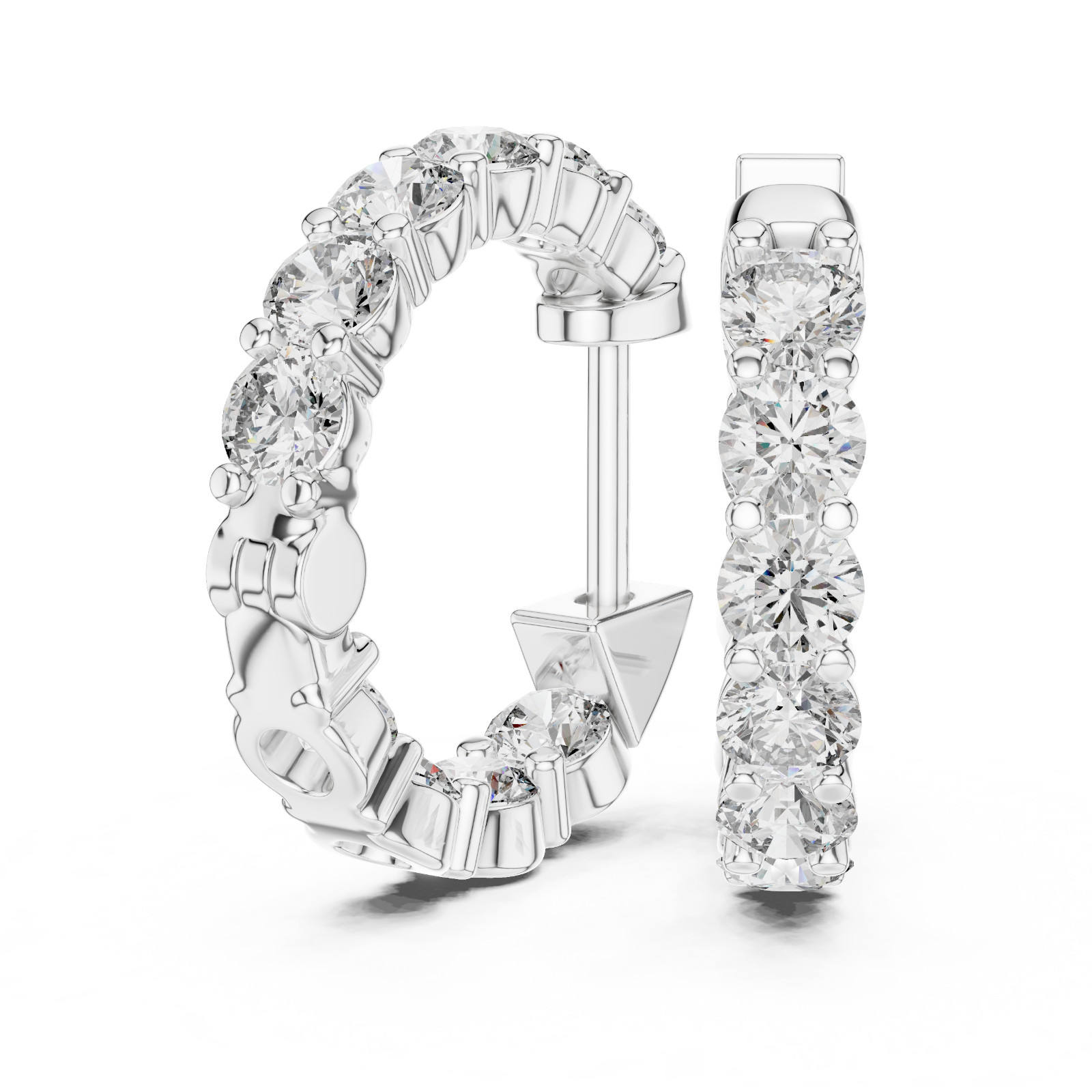 Lab Created Genuine Diamond Hoop Earrings in 925 Solid Sliver