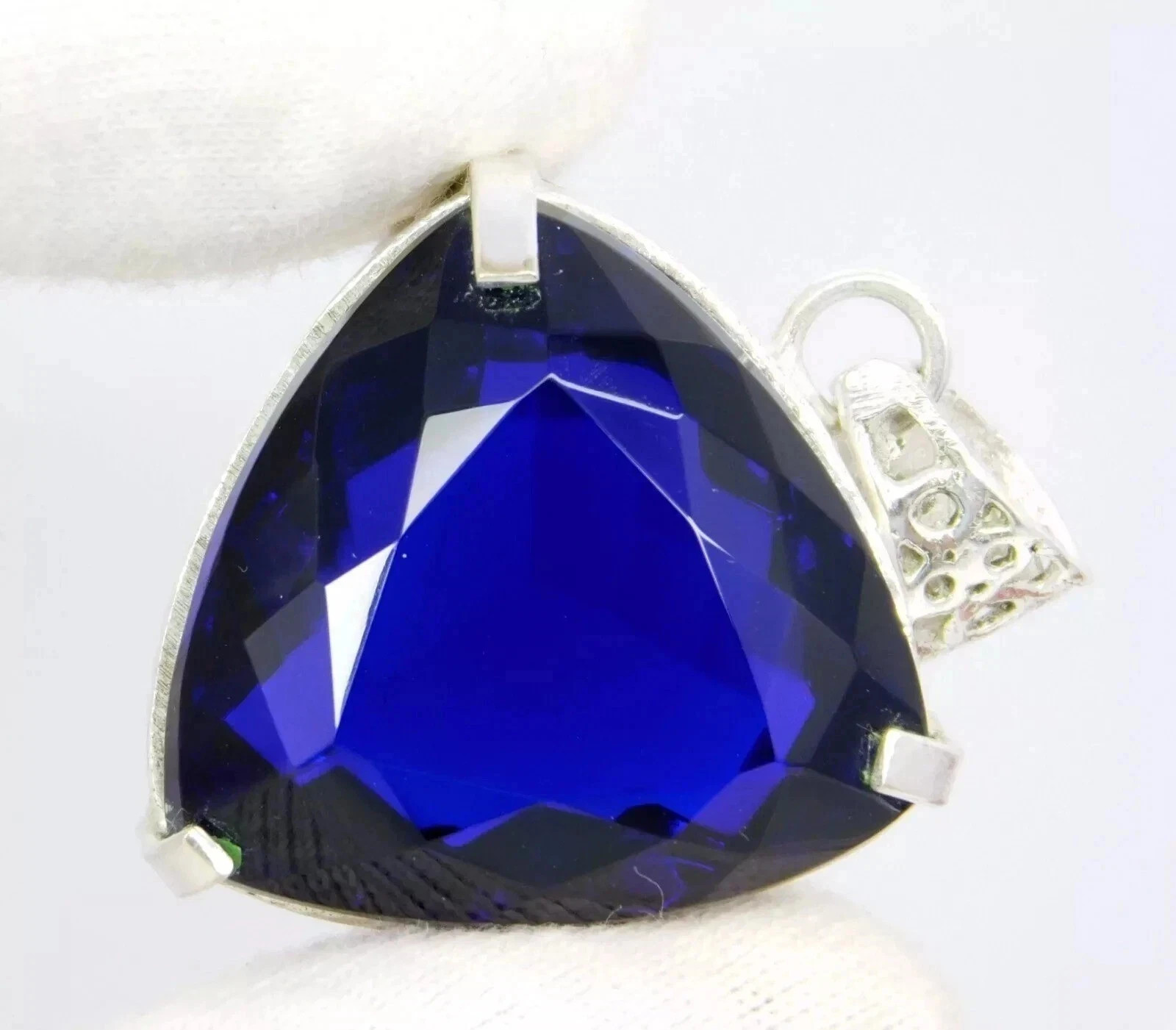 Natural Blue Topaz Pendant 65.80 Ct Trillion Cut 925 Sterling Silver MR Gems T02
