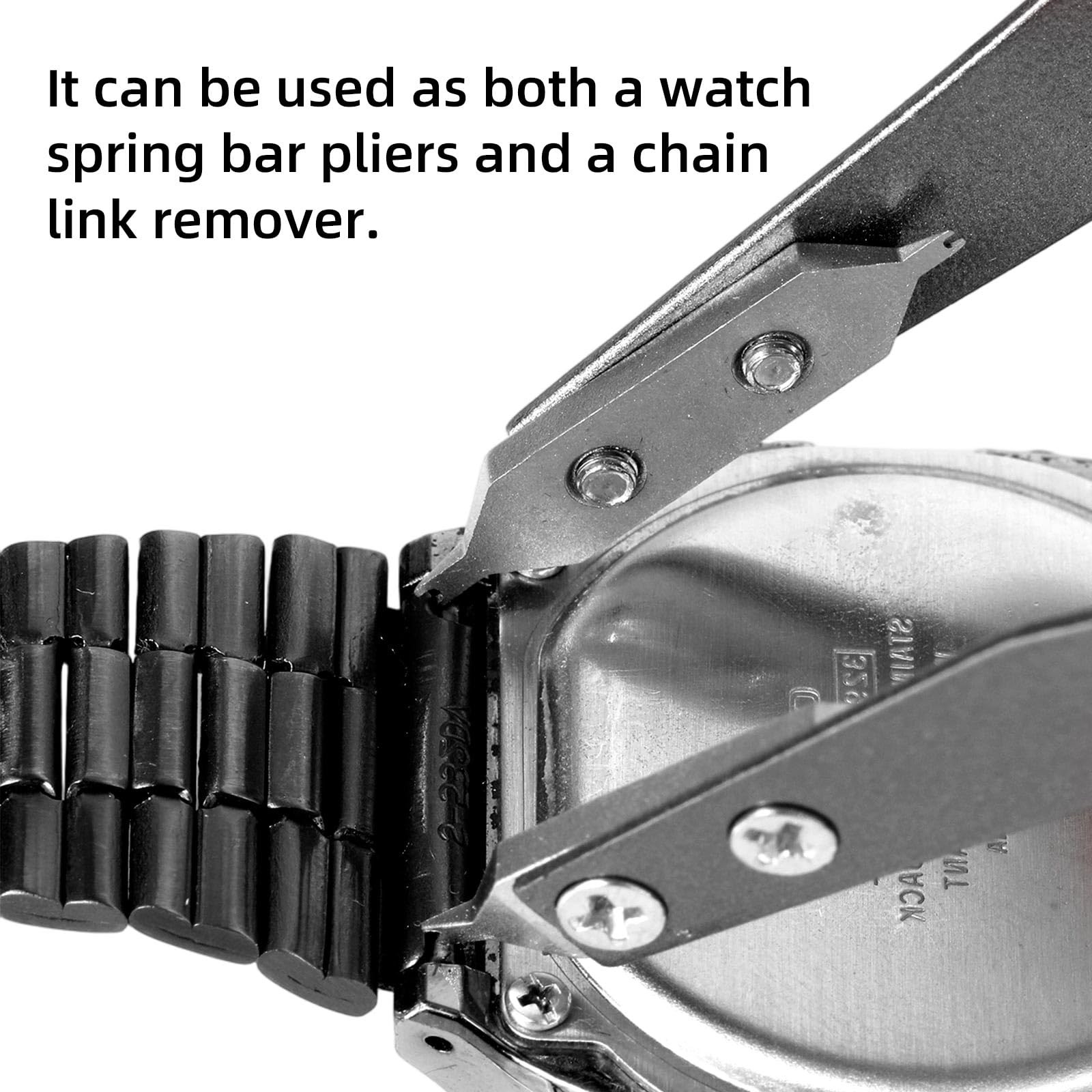 Penitue 7825 Watch Spring Bar Tweezers, Aluminum Alloy Pliers Gray