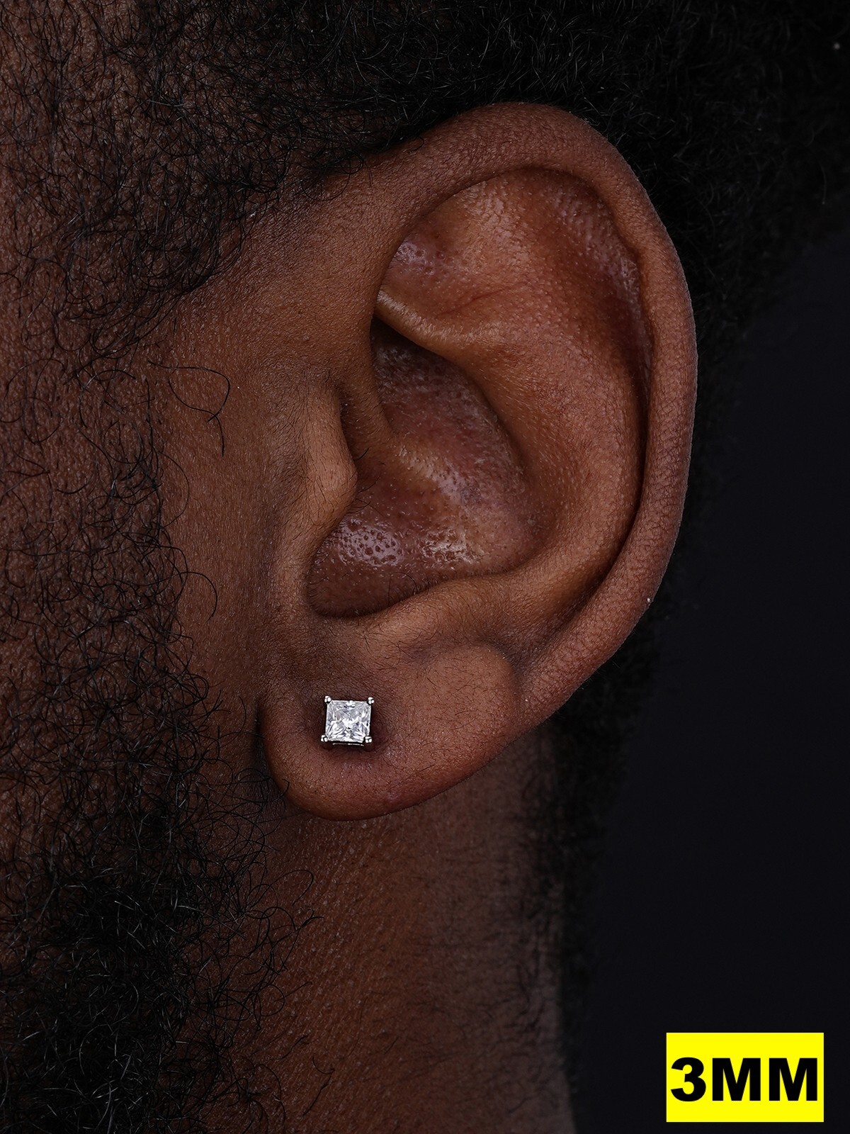 Real MOISSANITE Square Princess Stud Earrings Unisex 925 Silver Passes Tester