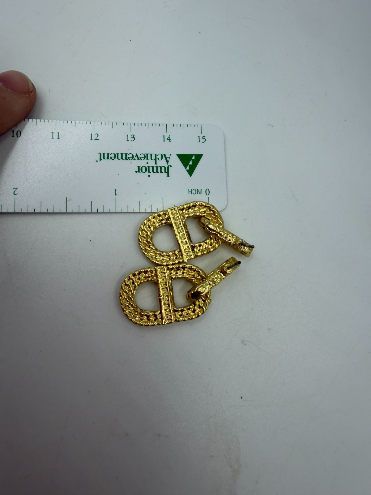 Karine Sultan Earrings Dangle Rope Textured Signed Goldtone Metal Modern