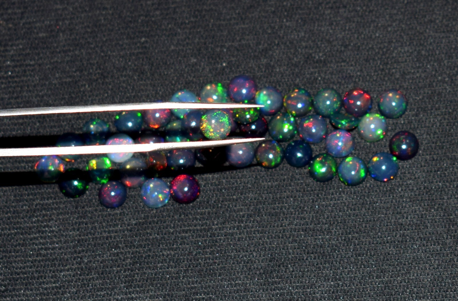 A+++ 3Pcs 6MM Round Natural Ethiopian Black Fire Opal Loose Gemstone Cabochon