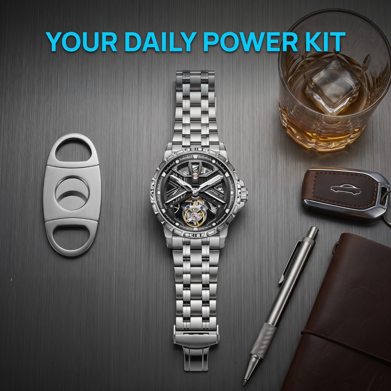 Men’s Genuine Flying Tourbillon Watch, Manual Winding Only, 42mm 316L Steel