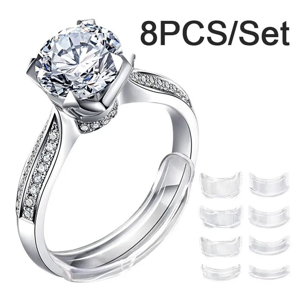 8pcs Different Sizes Invisible Transparent Ring Sizer Adjuster for Loose Rings
