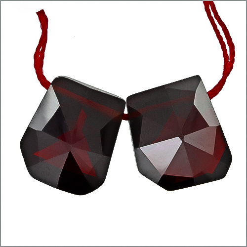 2 Cubic Zirconia Hand Cut Freeform Nugget Beads ap. 12x15mm Dark Garnet #96002