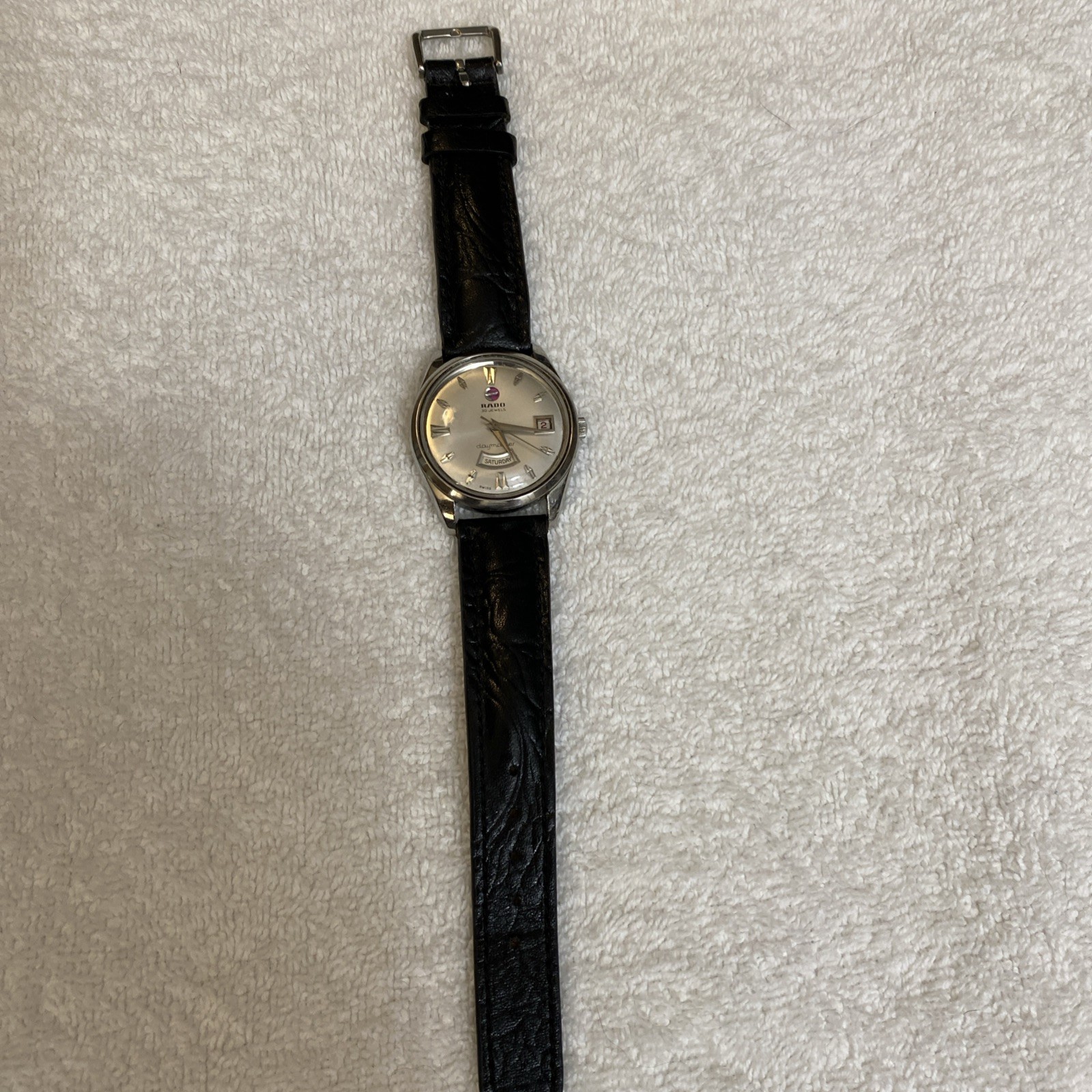 ***Vintage Rare Swiss Rado Men Wristwatch Daymaster 30 Stainless Steel Date Days