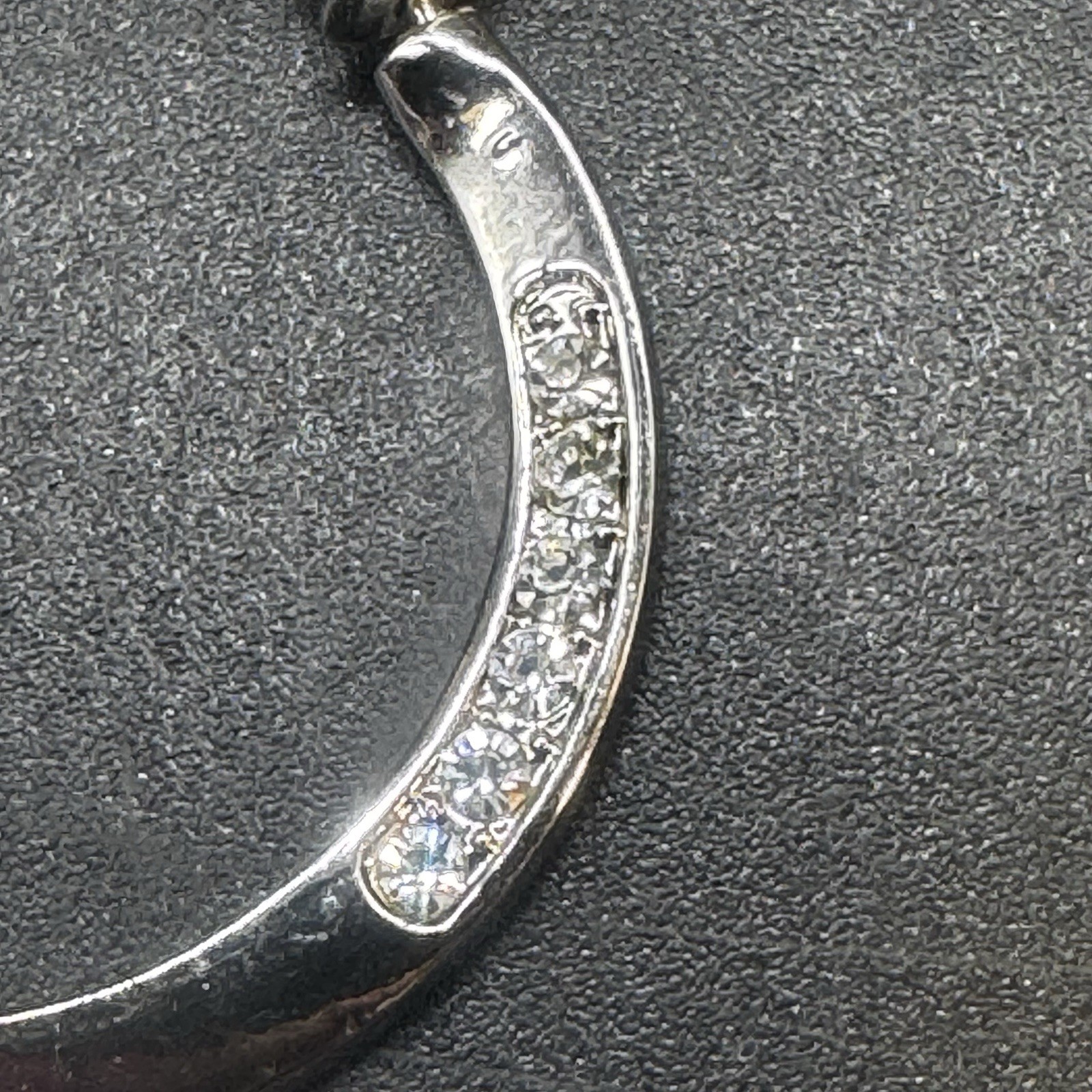 Silver Tone Twist Hoop Earrings 1.25” Clear Rhinestones Screw Back Pierced Vtg