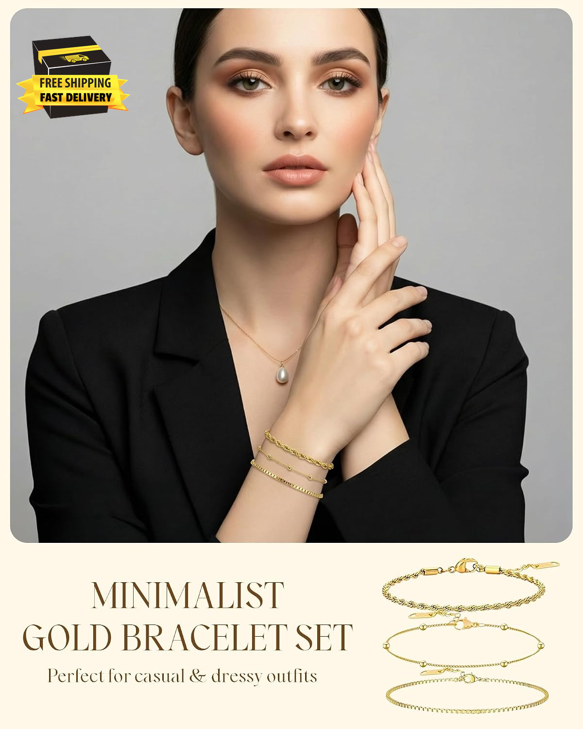 Stackable Ankle Bracelets for Women, 6Pcs 14K Gold Plated Non Tarnish Adjustable