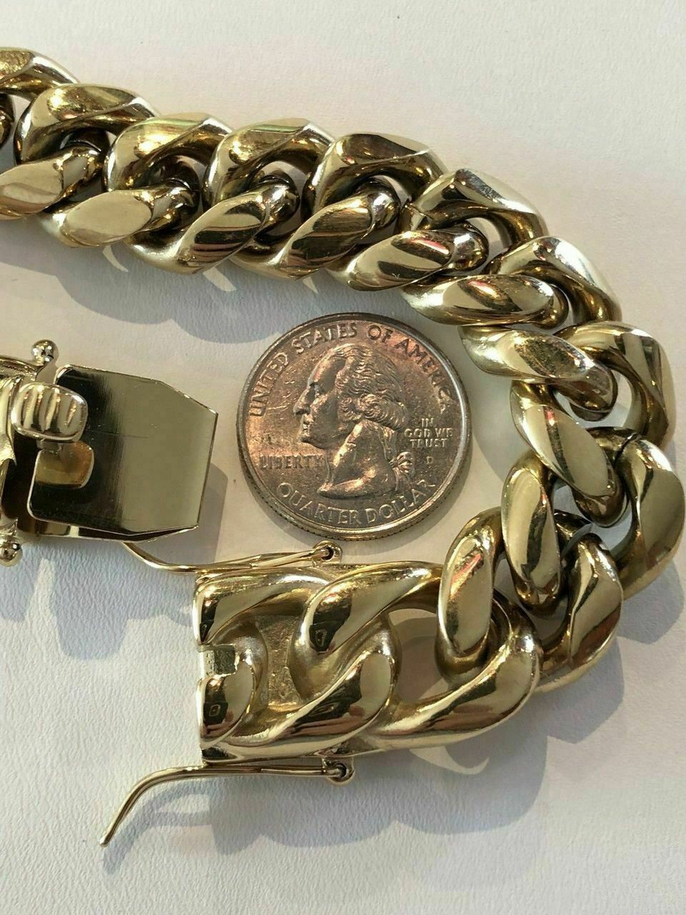 18mm Cuban Miami Link Bracelet Kilo Chain Set 14k Gold Plated Stainless Steel