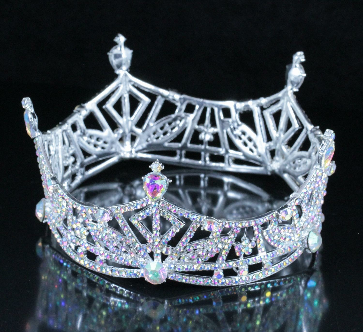 Miss America Crown Clear Austrian Rhinestone Hair Tiara Pageant T1299A White AB