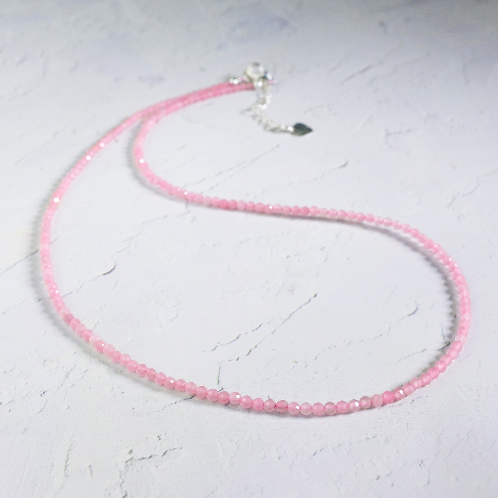 Natural Rose Quartz Tiny Beaded Choker Dainty Healing Crystal Women Necklace New
