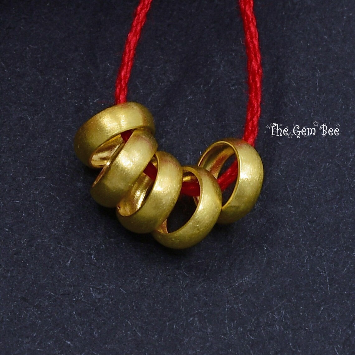 6mm or 5.2mm 18k Yellow Gold Matte Loop Spacer Ring Bead 4.5mm 3.5mm holes