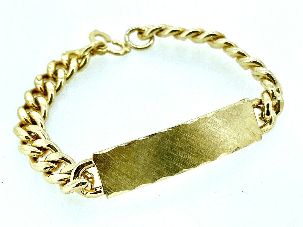 Bracelet Elco ID Identification 12K Gold Filled 7.5 inches Solid Plaque