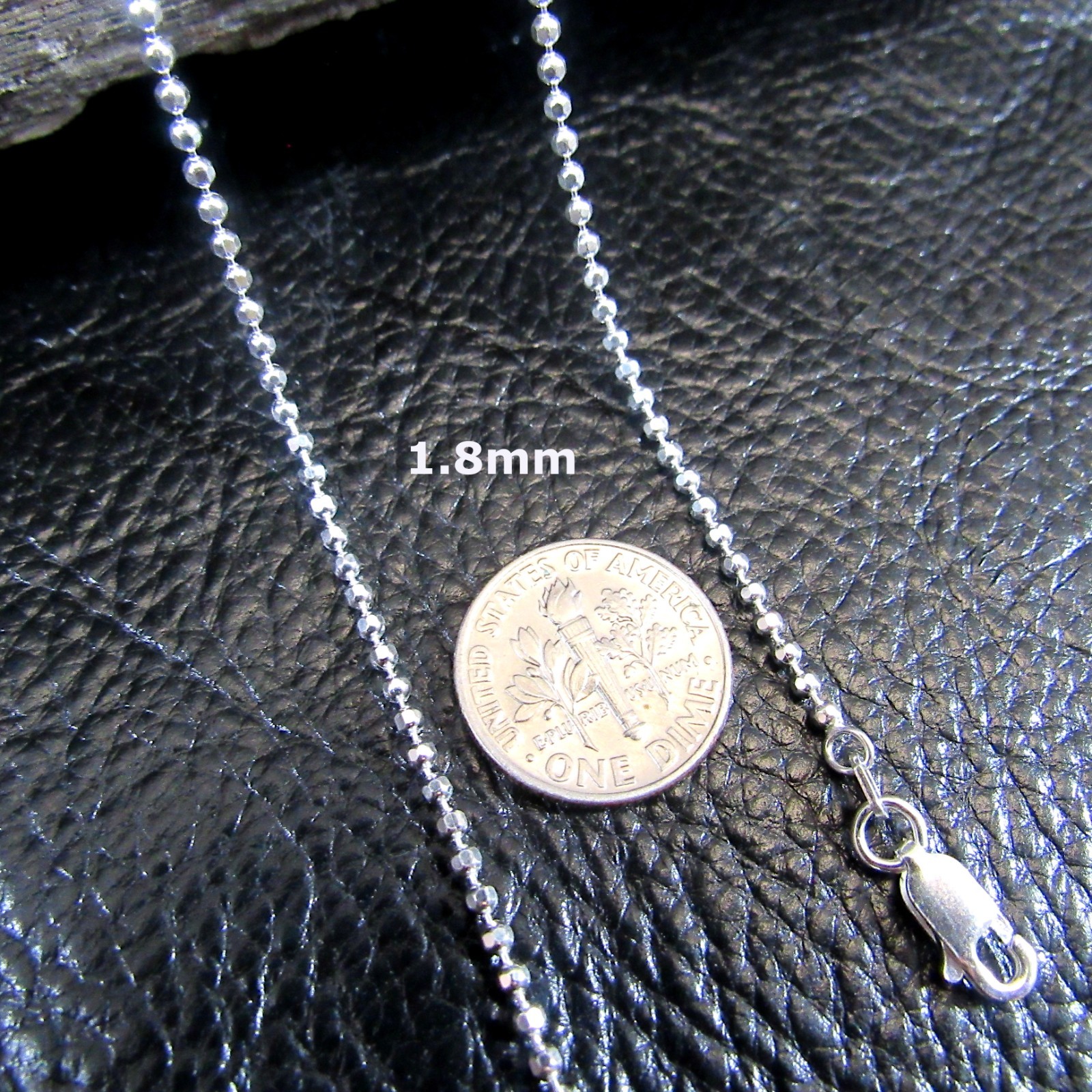 Solid 925 Sterling Silver Womens Italian Diamond Cut Ball Bead Chain Necklace